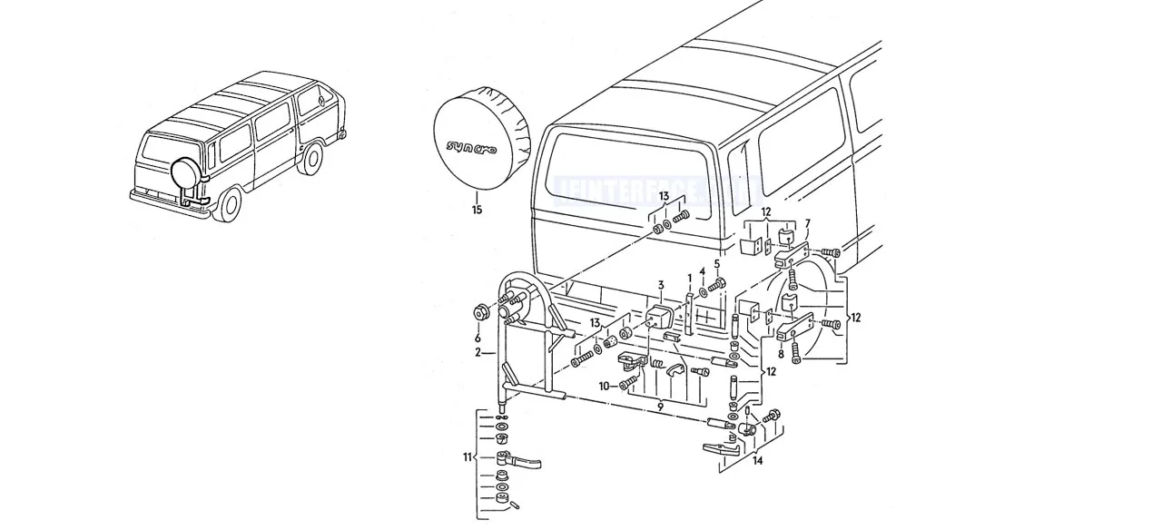 Instalación de porta ruedas trasero VW T3 Syncro